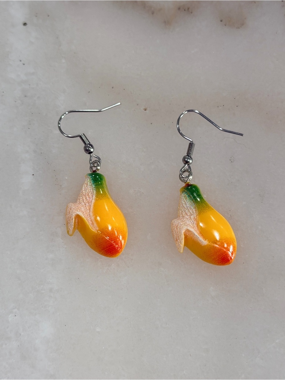 Novelty Mango Dangle Earrings Fun Food Jewelry